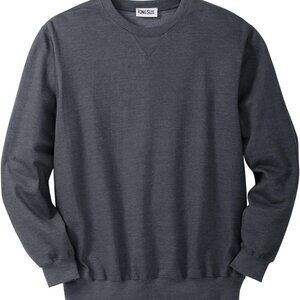 6X-Tall Men's Relaxed Fit Fleece Crewneck Sweatshirt - Warm Heather Charcoal
